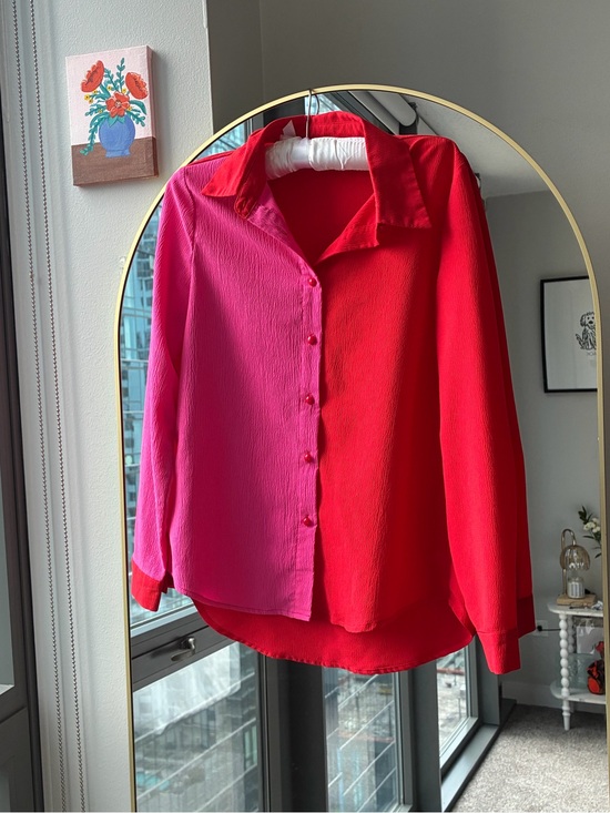 Tops - Red & Pink Button-Down Shirt
